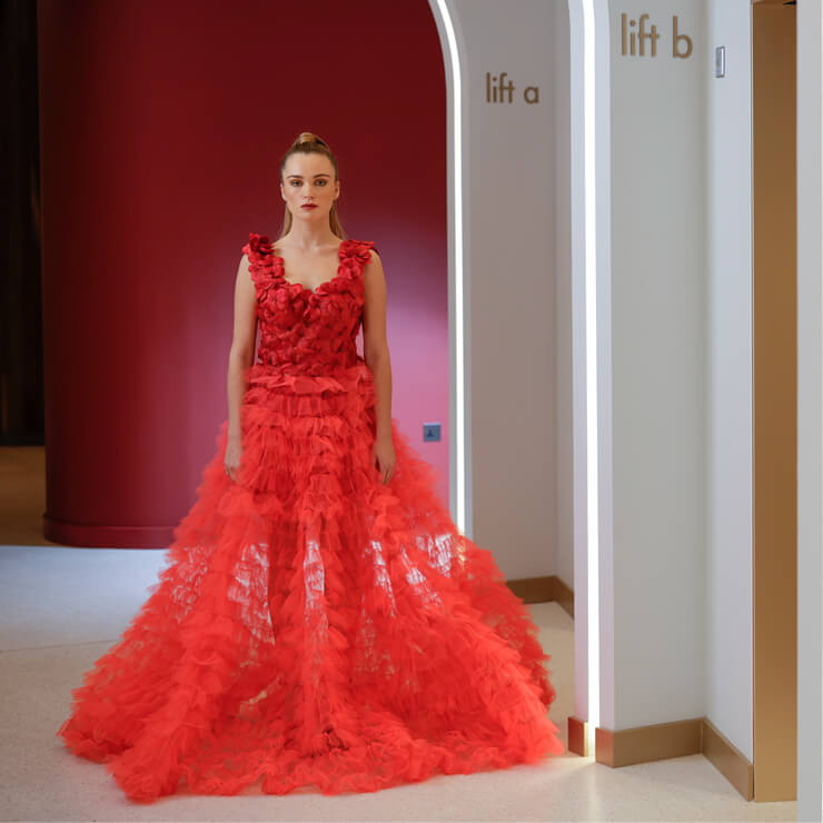 Woman in a red dress